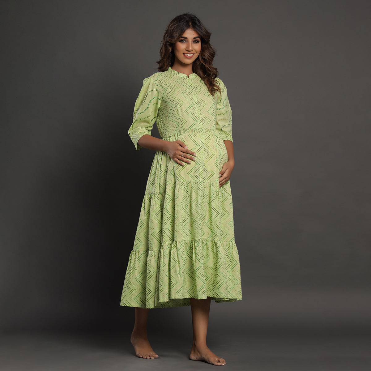 Bandhej on Green Maternity Dress Jisora Jaipur