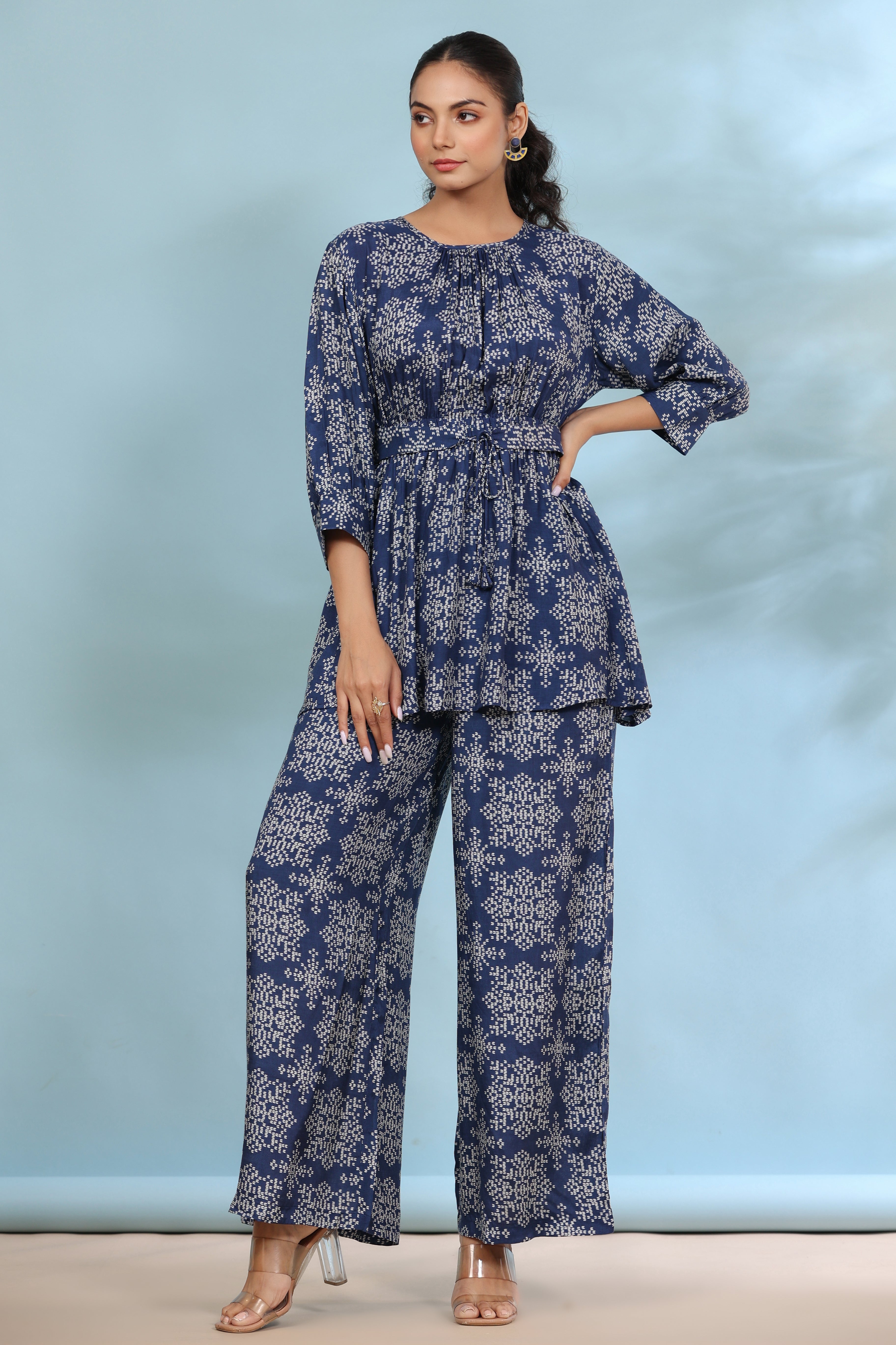 Mid Sky Russian Silk Blue Co-ordinate Set