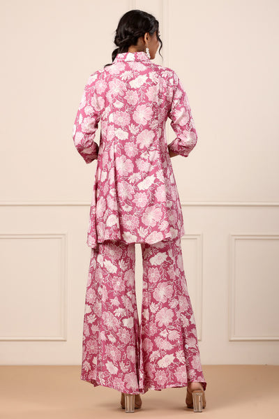 Floral Pink Silk Co-ord set