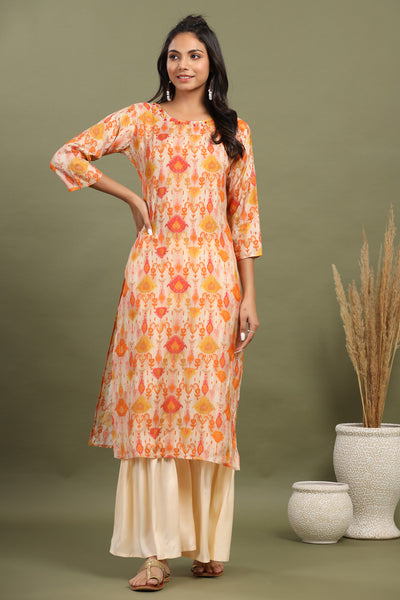 Ikat Poise Top with Palazzo in Muslin Silk Co-ord Set