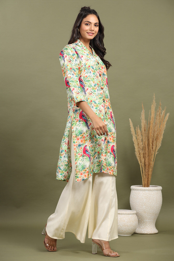 Magnolia Top with Sharara on Muslin Silk Co-ord Set