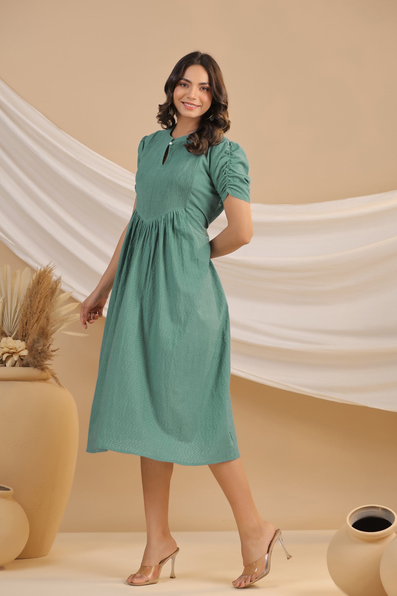 Dusty Green Cotton Dress