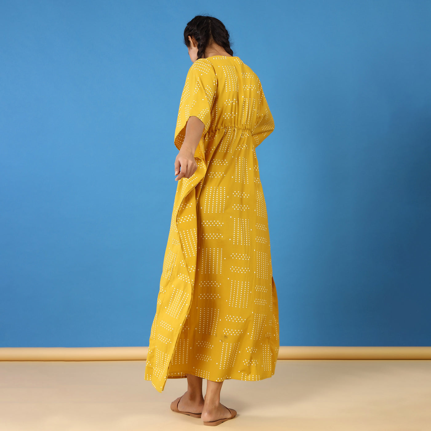 Patterned Dots on Mustard Kaftan JISORA