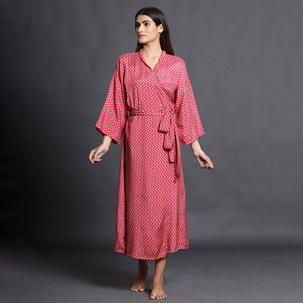 Glitched Pattern On Pink Robe Jisora Jaipur
