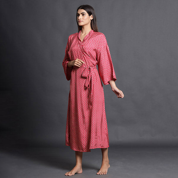 Glitched Pattern On Pink Robe Jisora Jaipur
