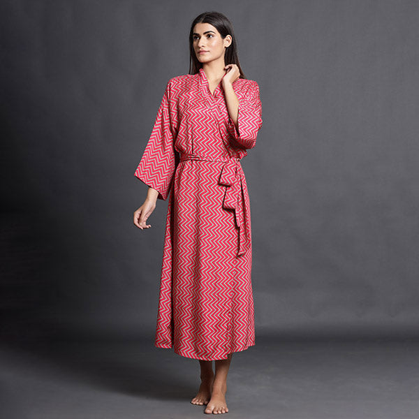 Glitched Pattern On Pink Robe Jisora Jaipur