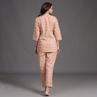 Traditional Motifs on Pink Loungwear JISORA