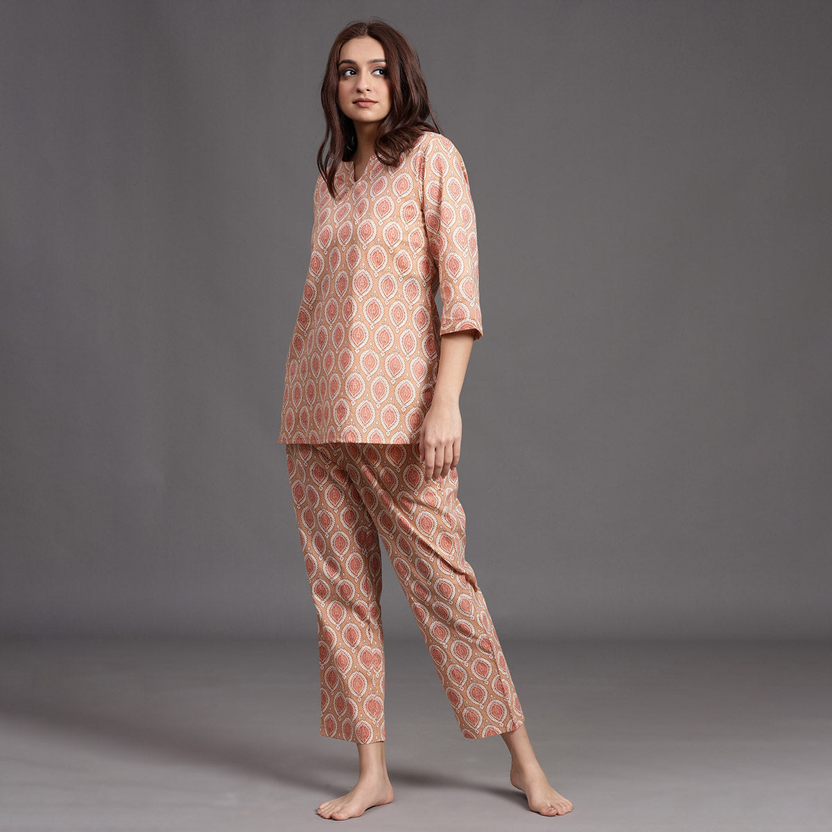 Traditional Motifs on Pink Loungwear JISORA