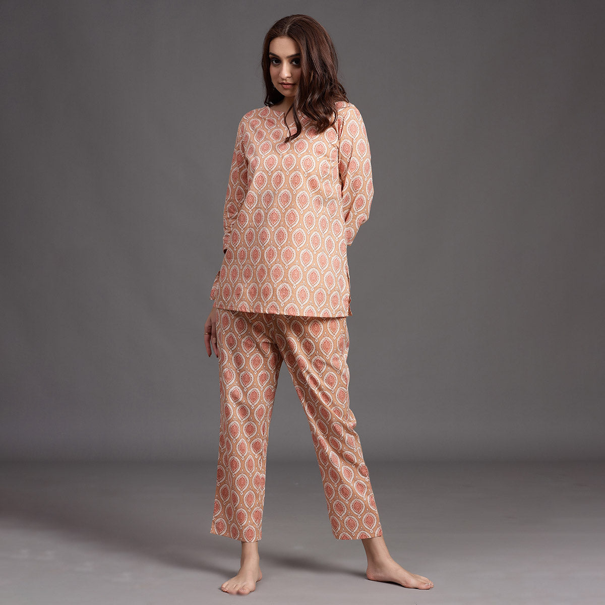 Traditional Motifs on Pink Loungwear JISORA