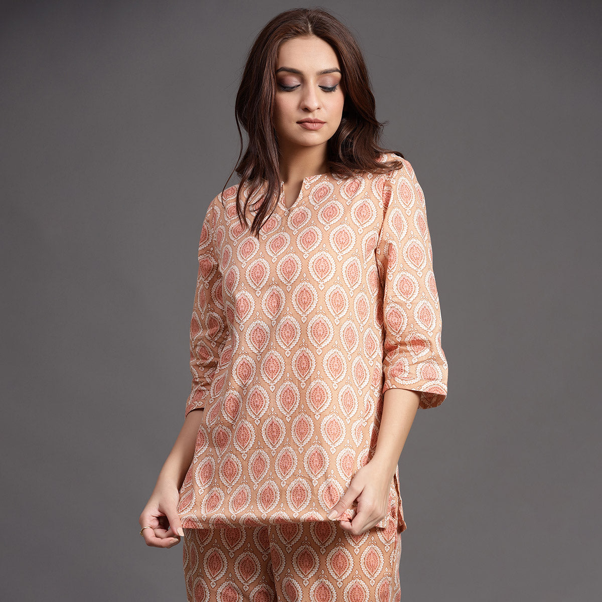 Traditional Motifs on Pink Loungwear JISORA