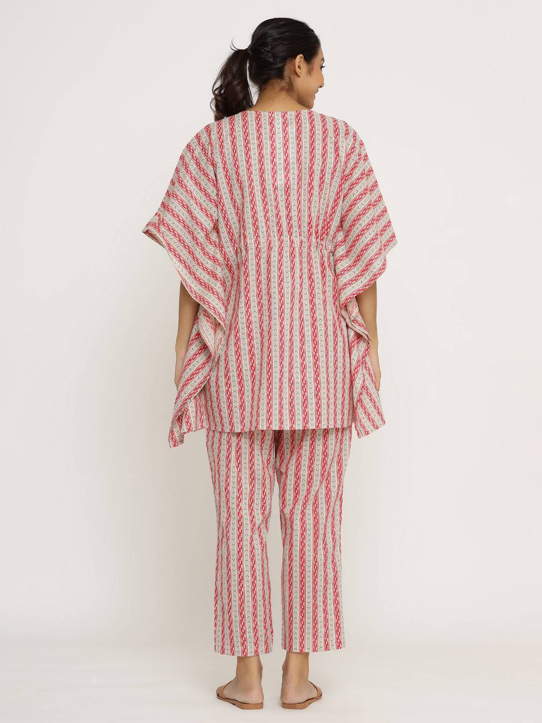 Arrow Stripes on Grey Kaftan Pyjama JISORA