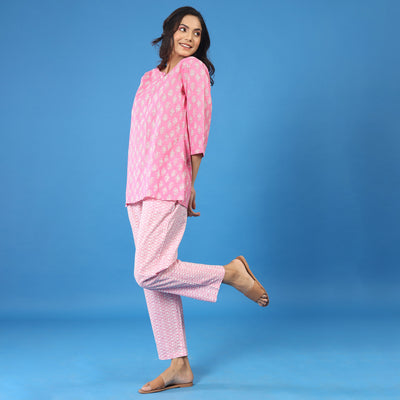 Motif with Patterned Contrast Loungewear JISORA