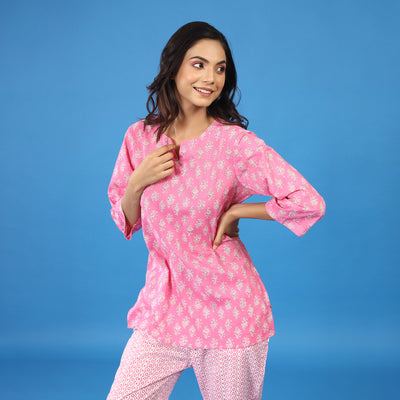 Motif with Patterned Contrast Loungewear JISORA