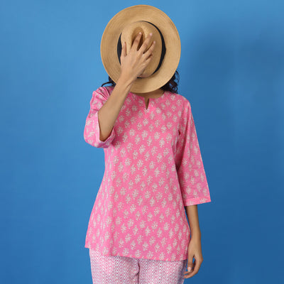 Motif with Patterned Contrast Loungewear JISORA