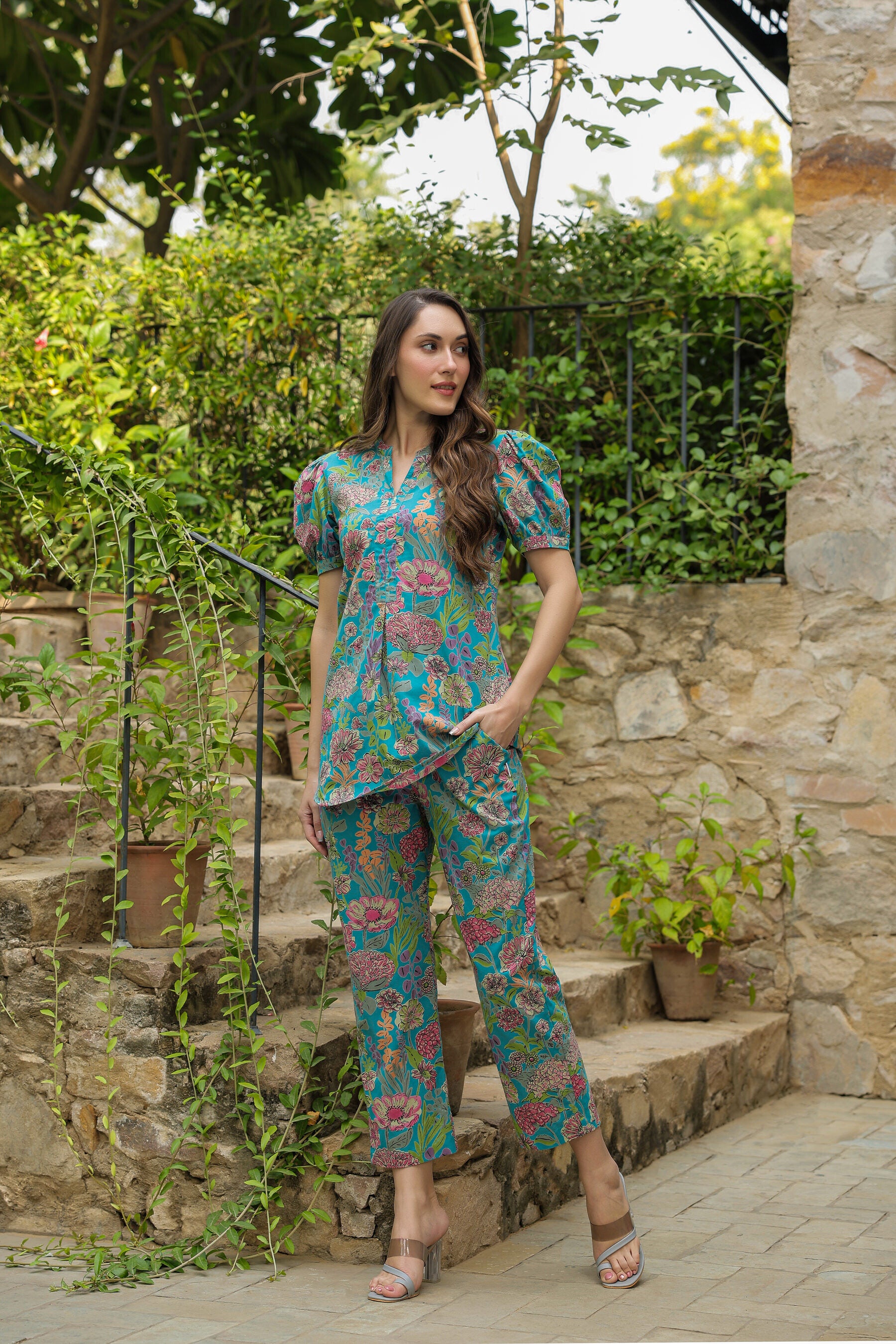 Caribbean escape cotton Loungewear Top Set