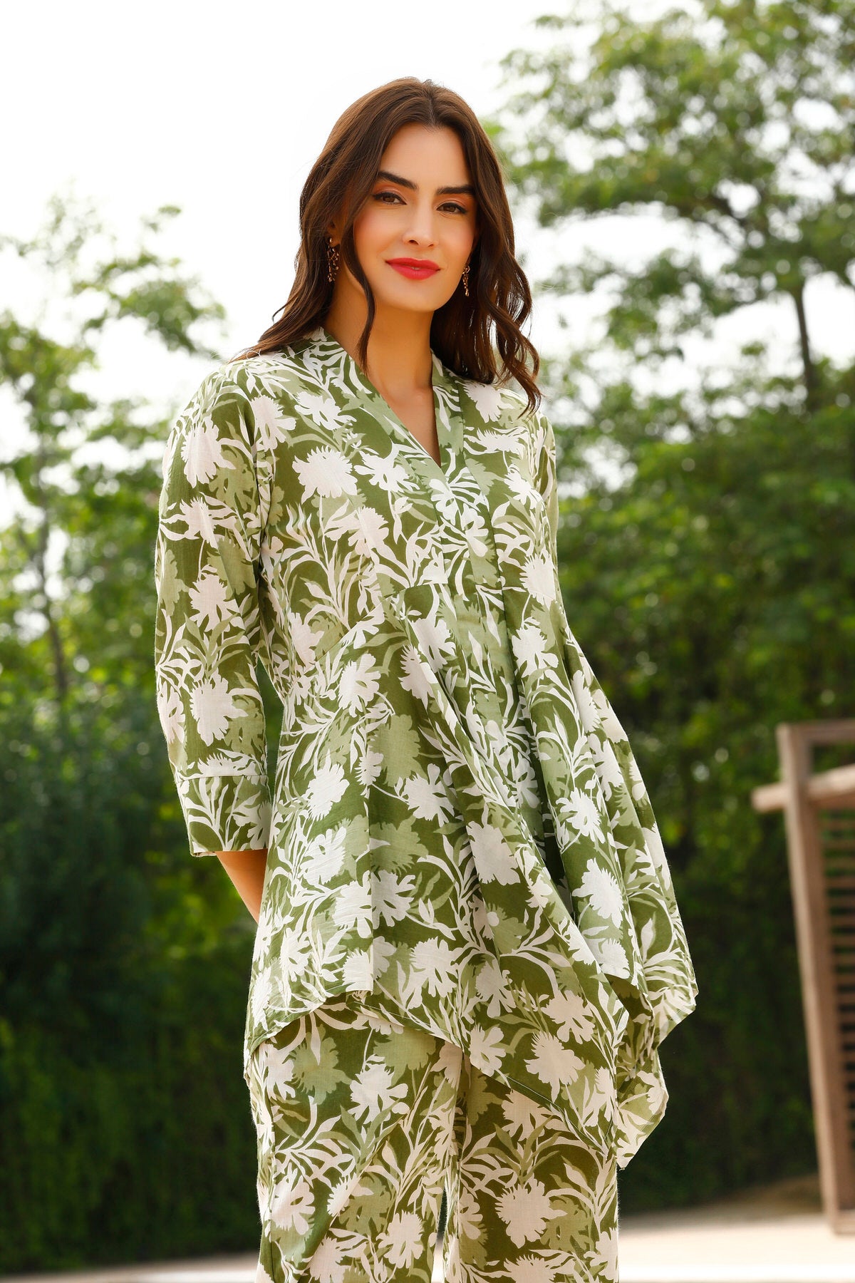 Relaxed Verdant Blooms Cotton Co-ord Set