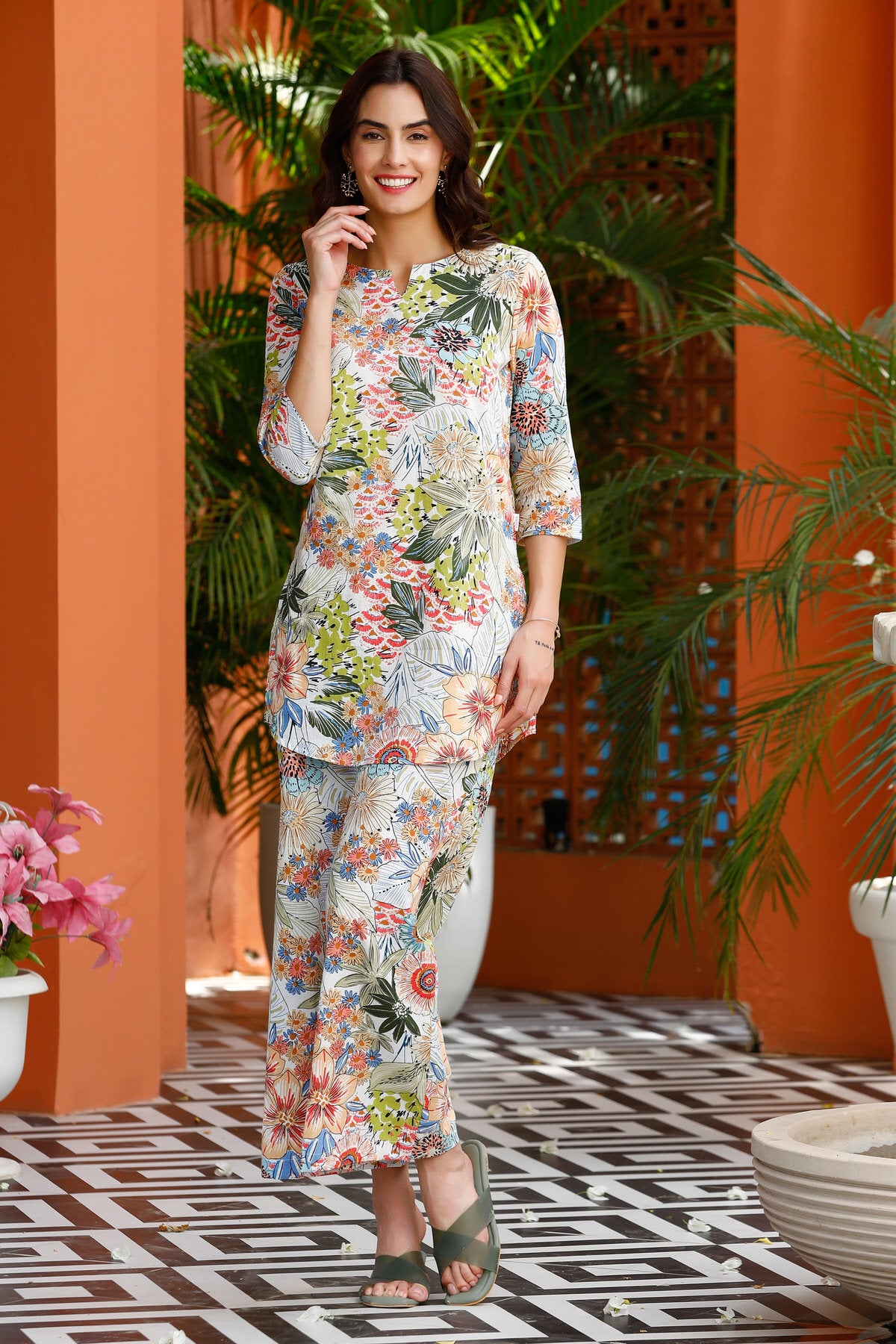 Breath of Spring Cotton Palazzo Loungewear Set