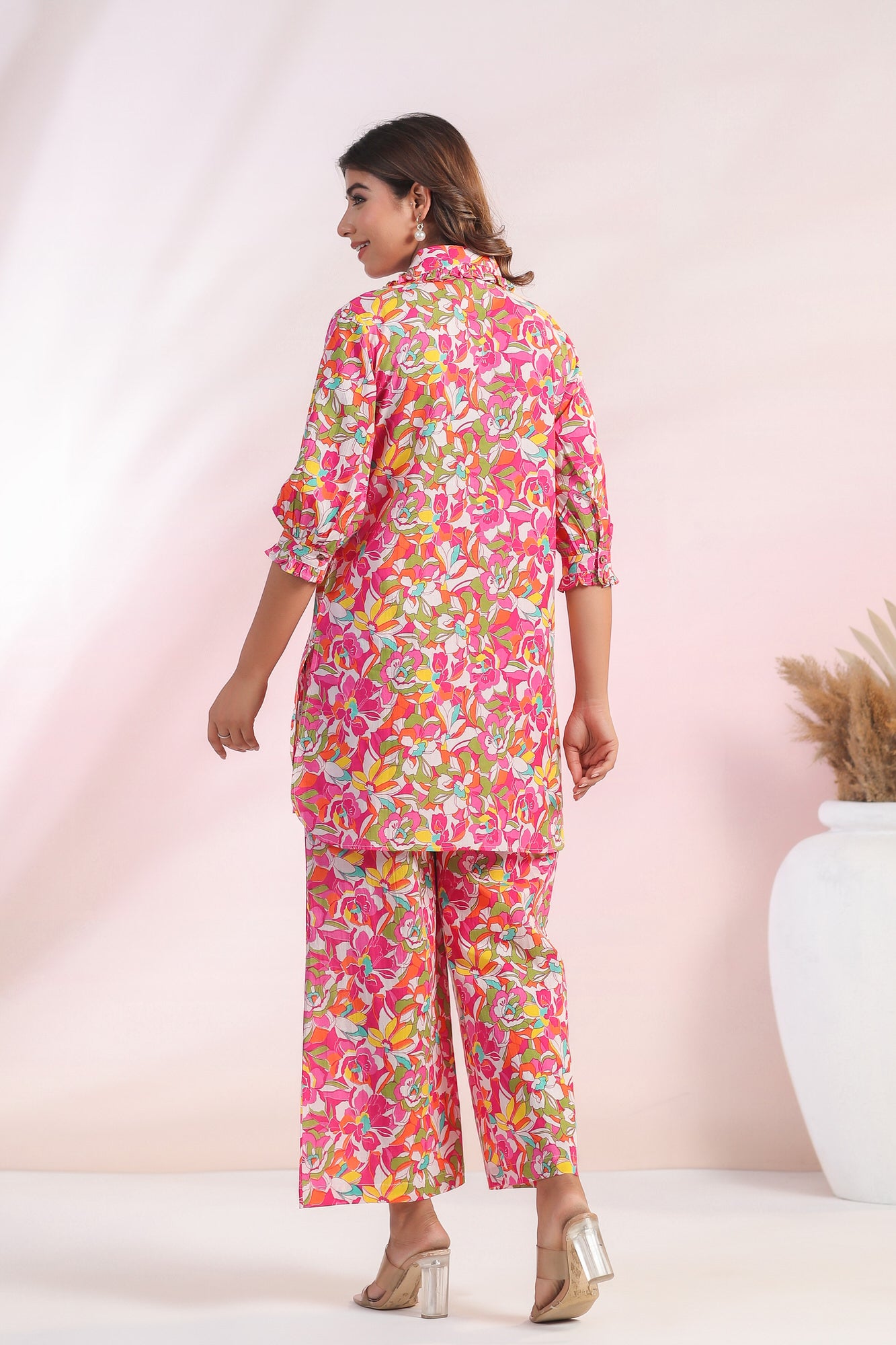 Blossom Cascade Cotton Palazzo Loungewear Set