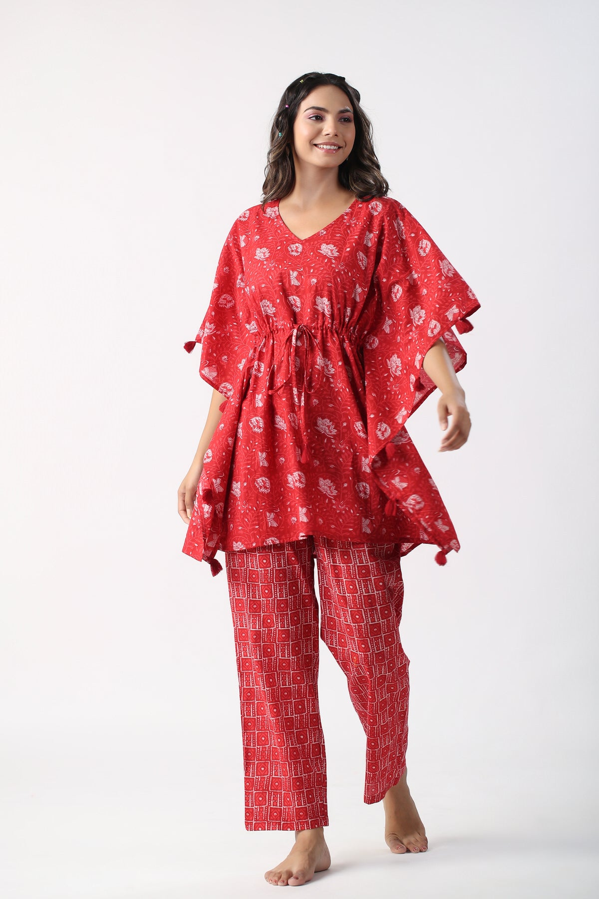 Rose Charades Cotton Kaftan pajama set