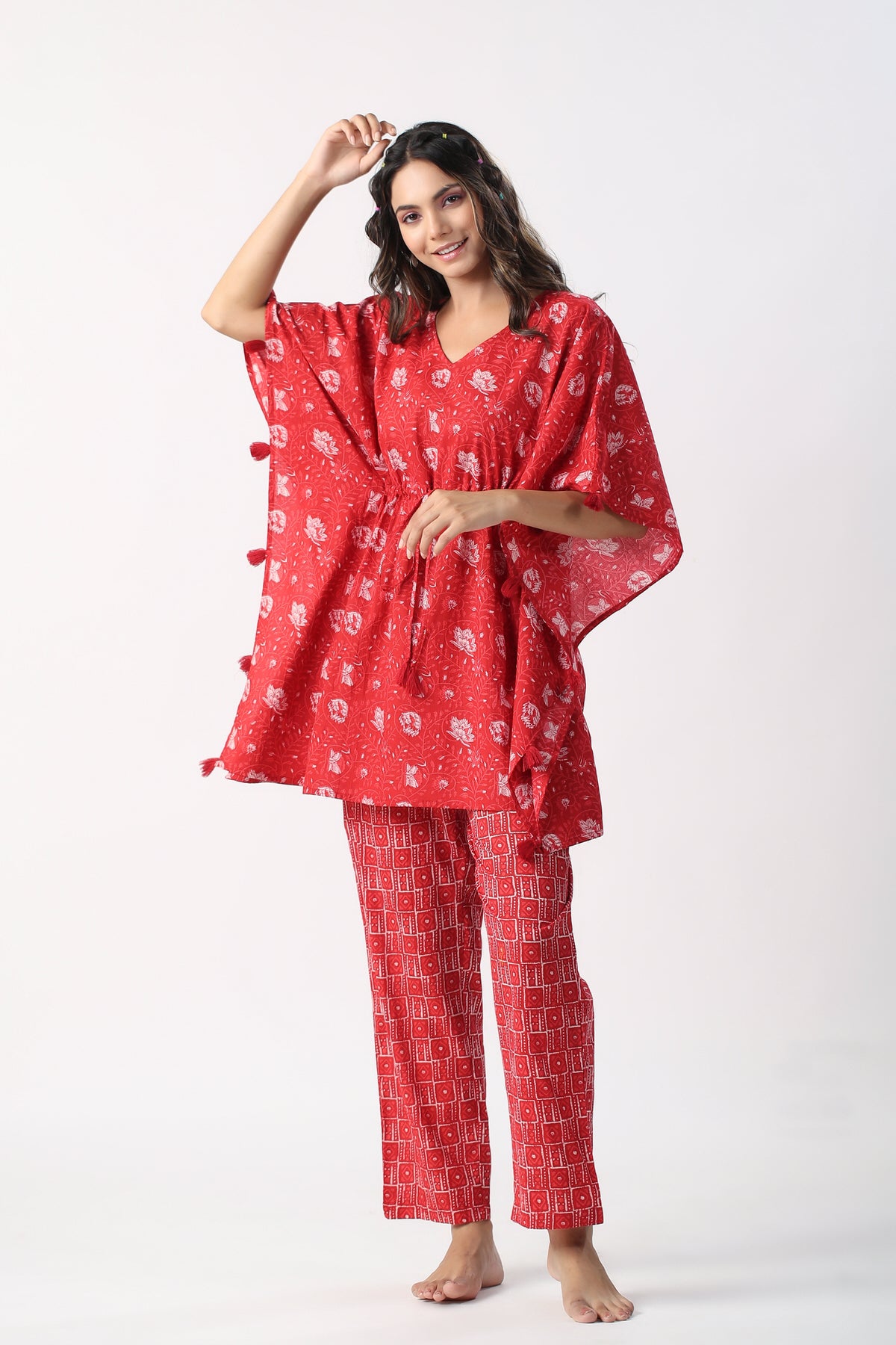 Rose Charades Cotton Kaftan pajama set