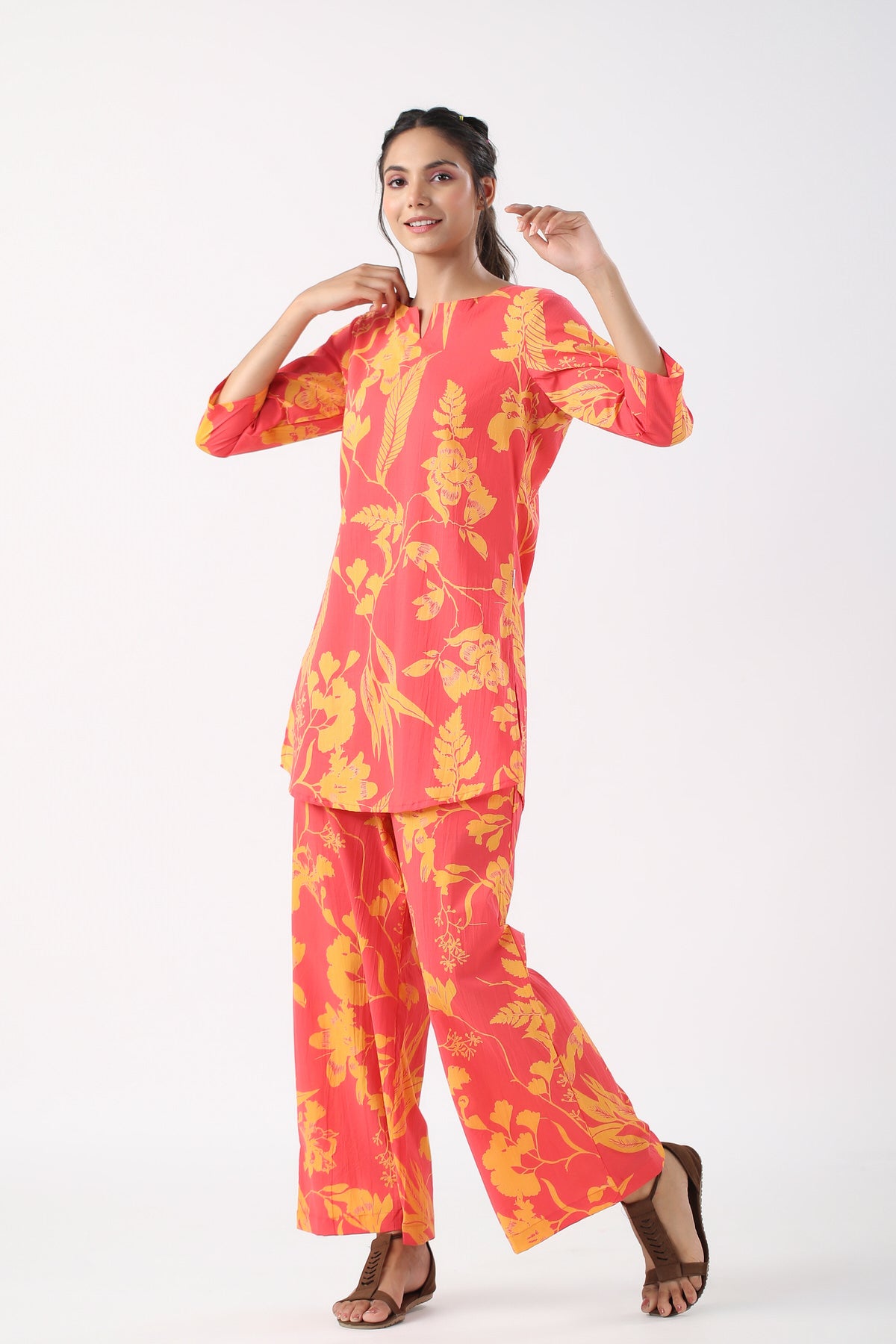 Sunkissed Sands Cotton Palazzo Loungewear Set