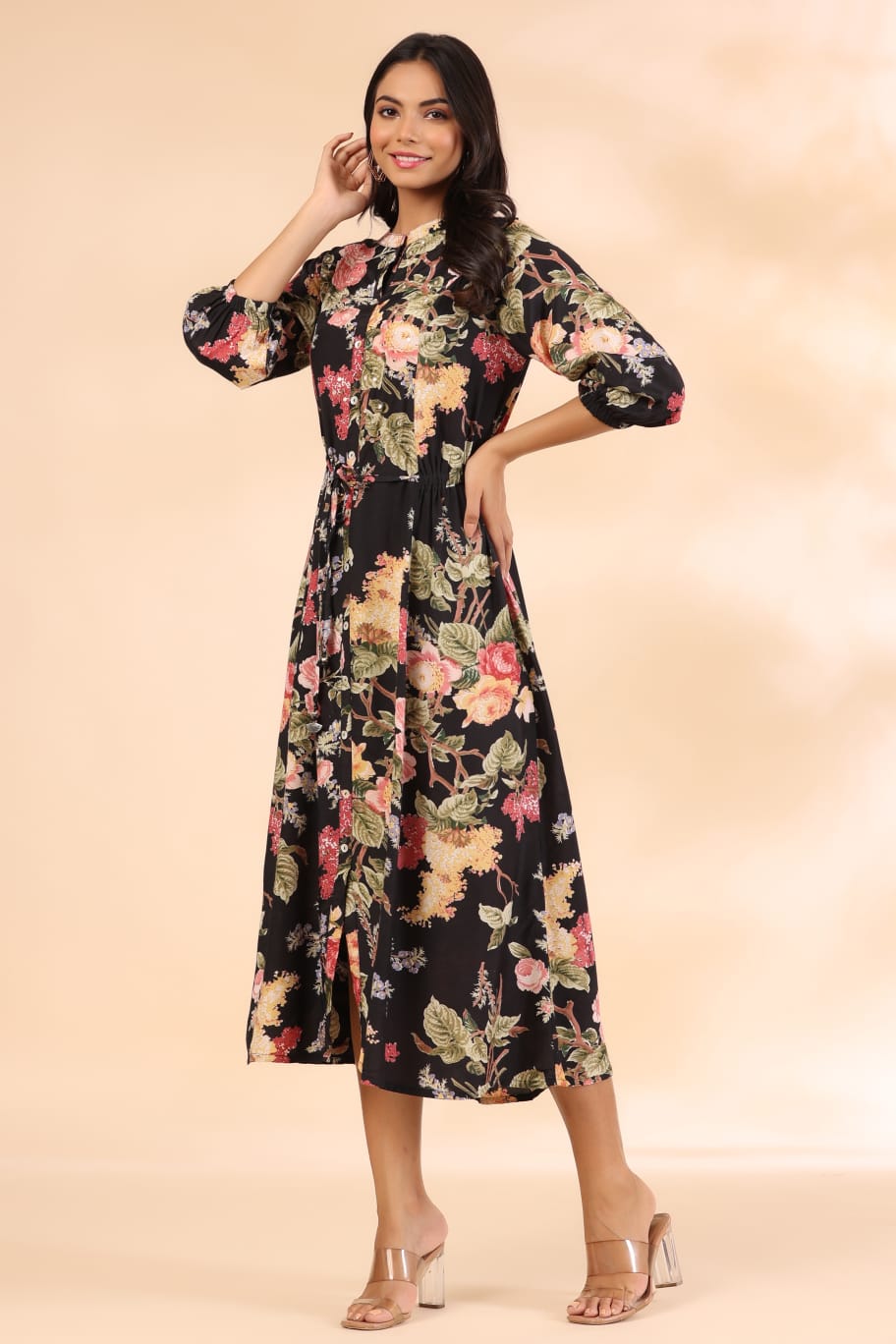 Bageecha on Black Russian Silk MIDI Dress