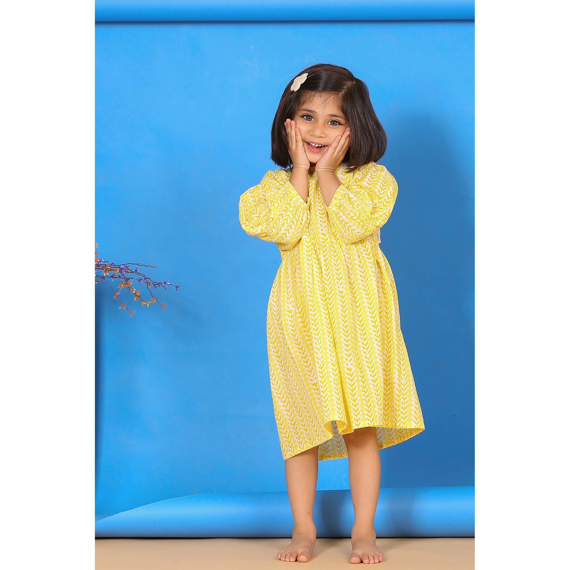 Floral Twines on Yellow Kids Dress