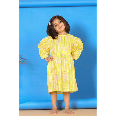 Floral Twines on Yellow Kids Dress