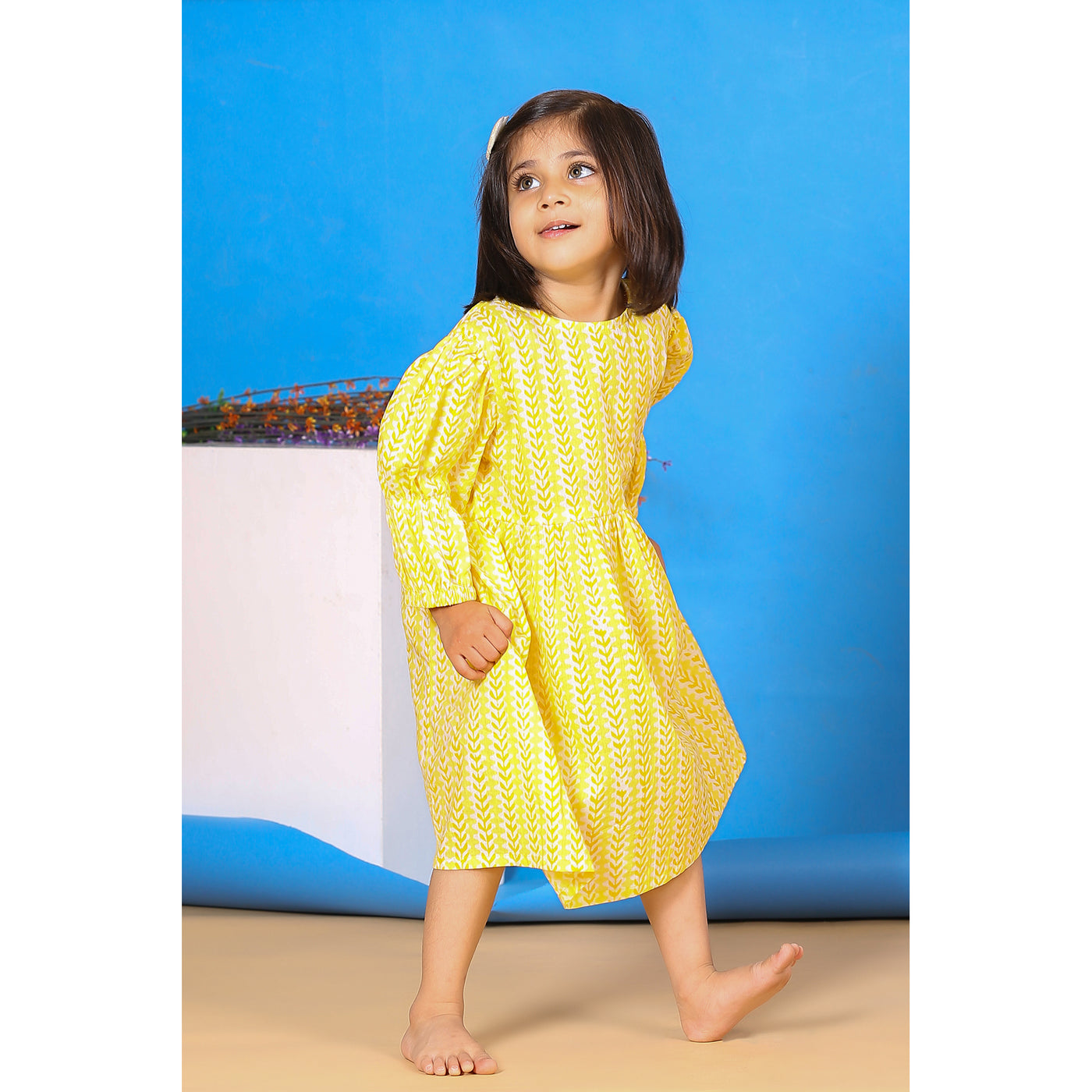 Floral Twines on Yellow Kids Dress