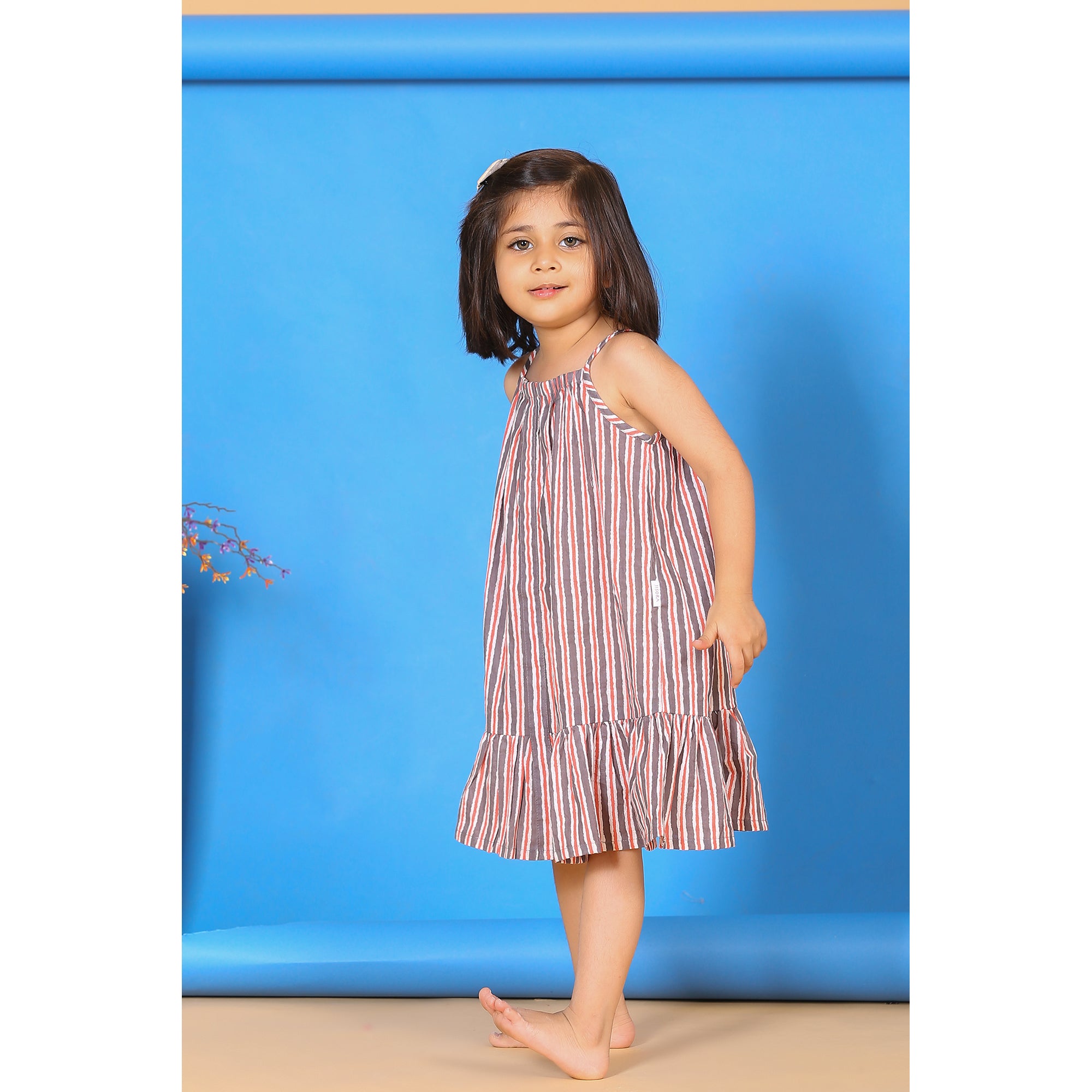 Stripes on Grey Kids Dress