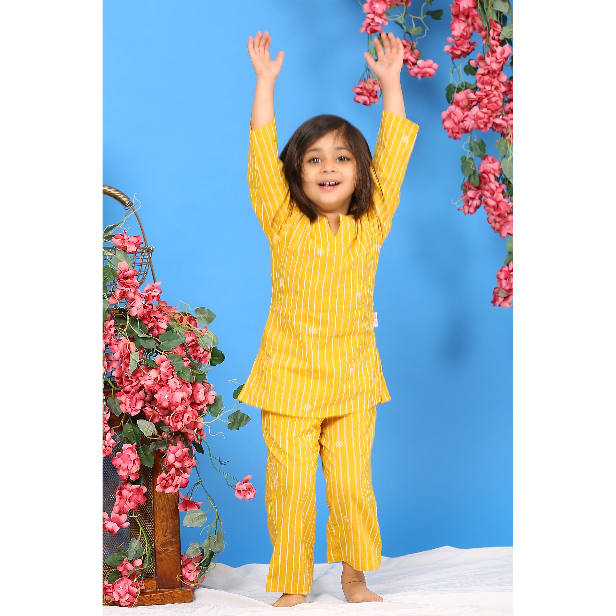 Stripes and Polka on Yellow Kids Loungewear Set