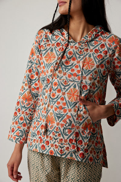 Coromandel Jaal with Zigzag on Multi coloured Cotton Hoodie Set