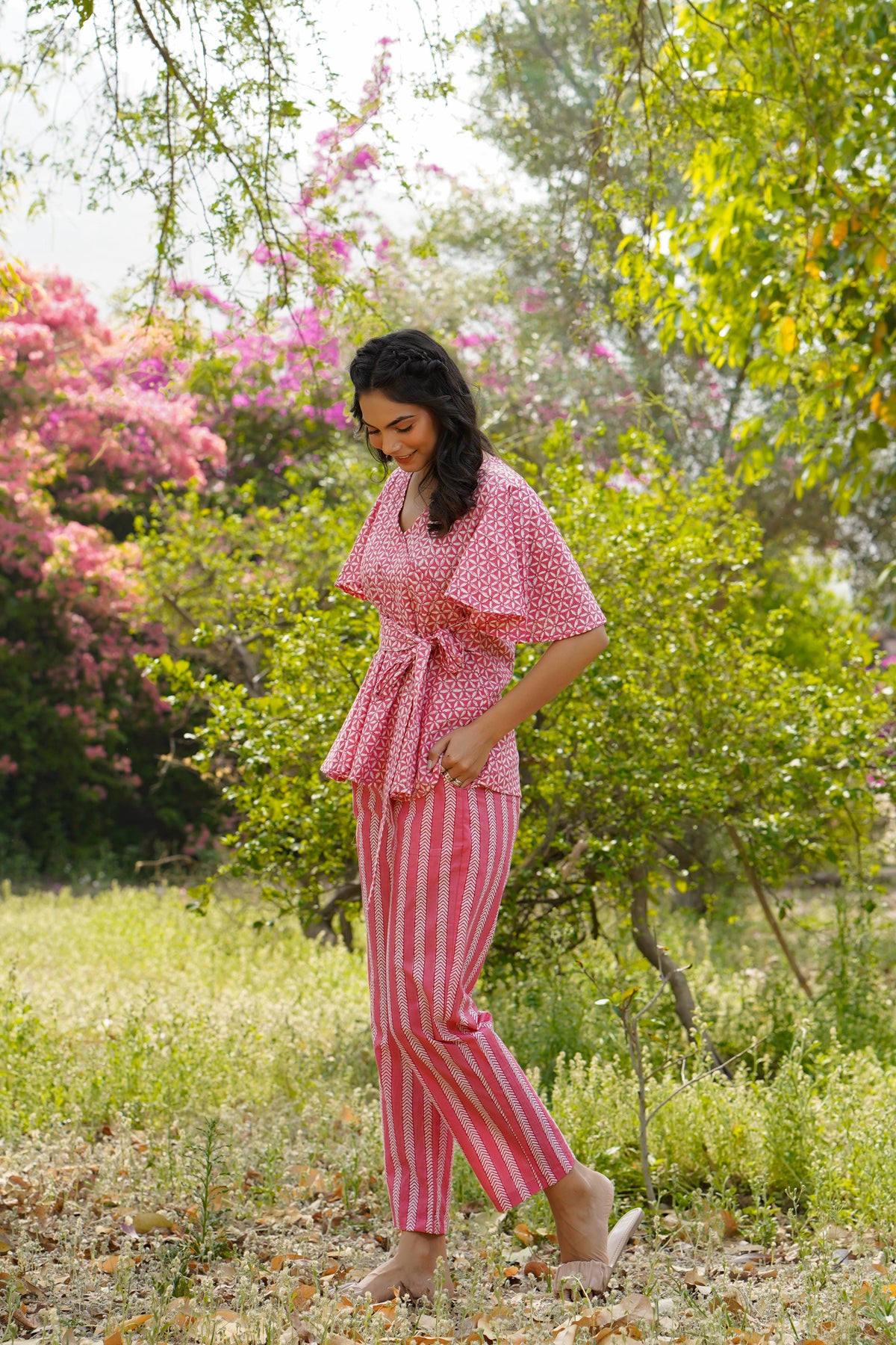 Garden treasures on Pink Loungewear Top Set