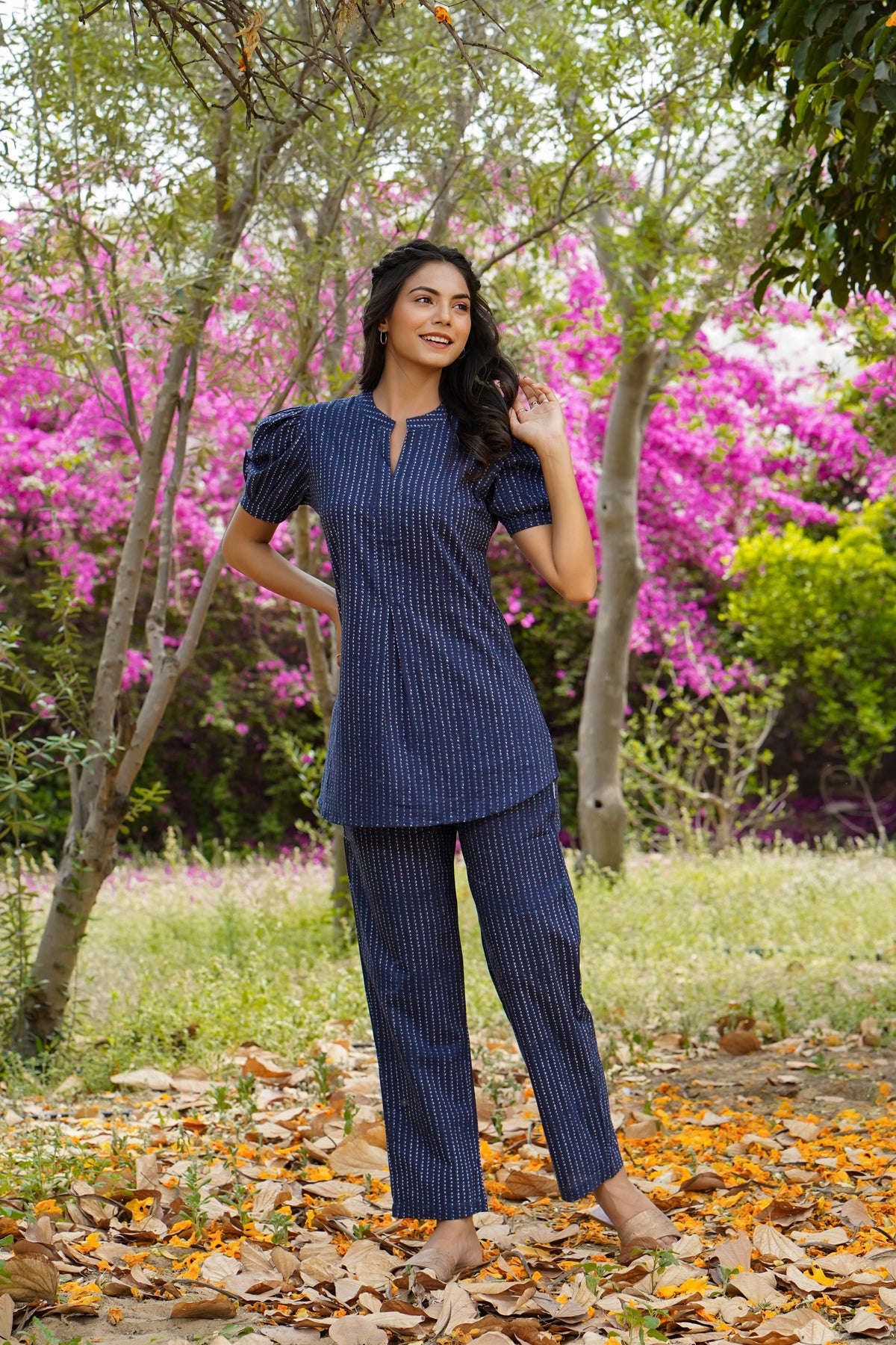 Polka dots on Blue Loungewear Top Set