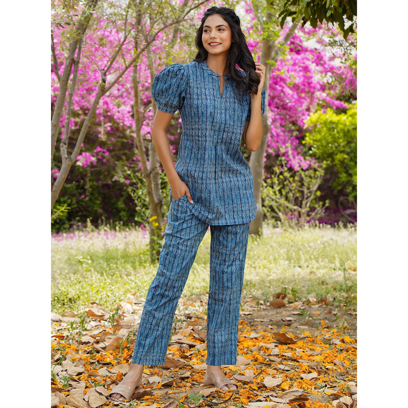 Abstract Lines on Blue Loungewear Set