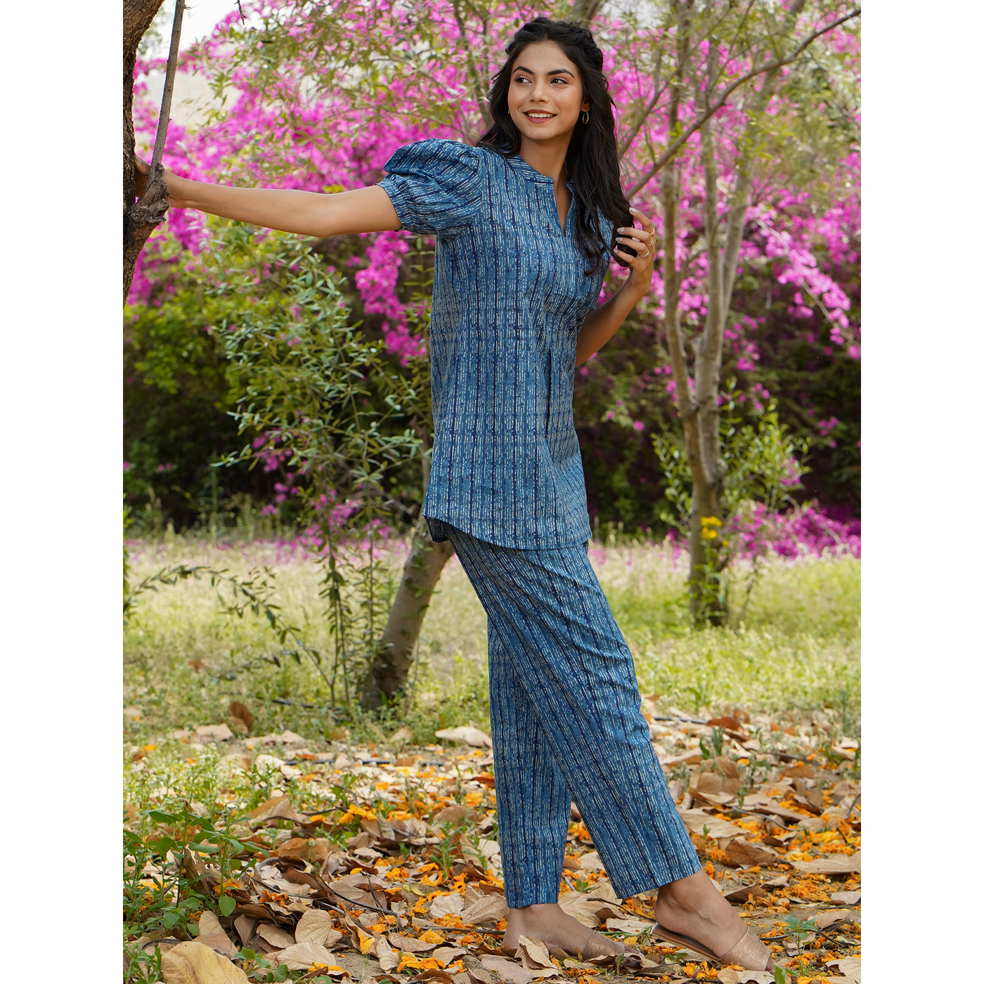 Abstract Lines on Blue Loungewear Set