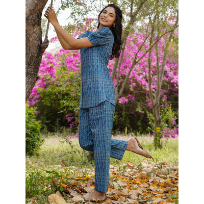 Abstract Lines on Blue Loungewear Set
