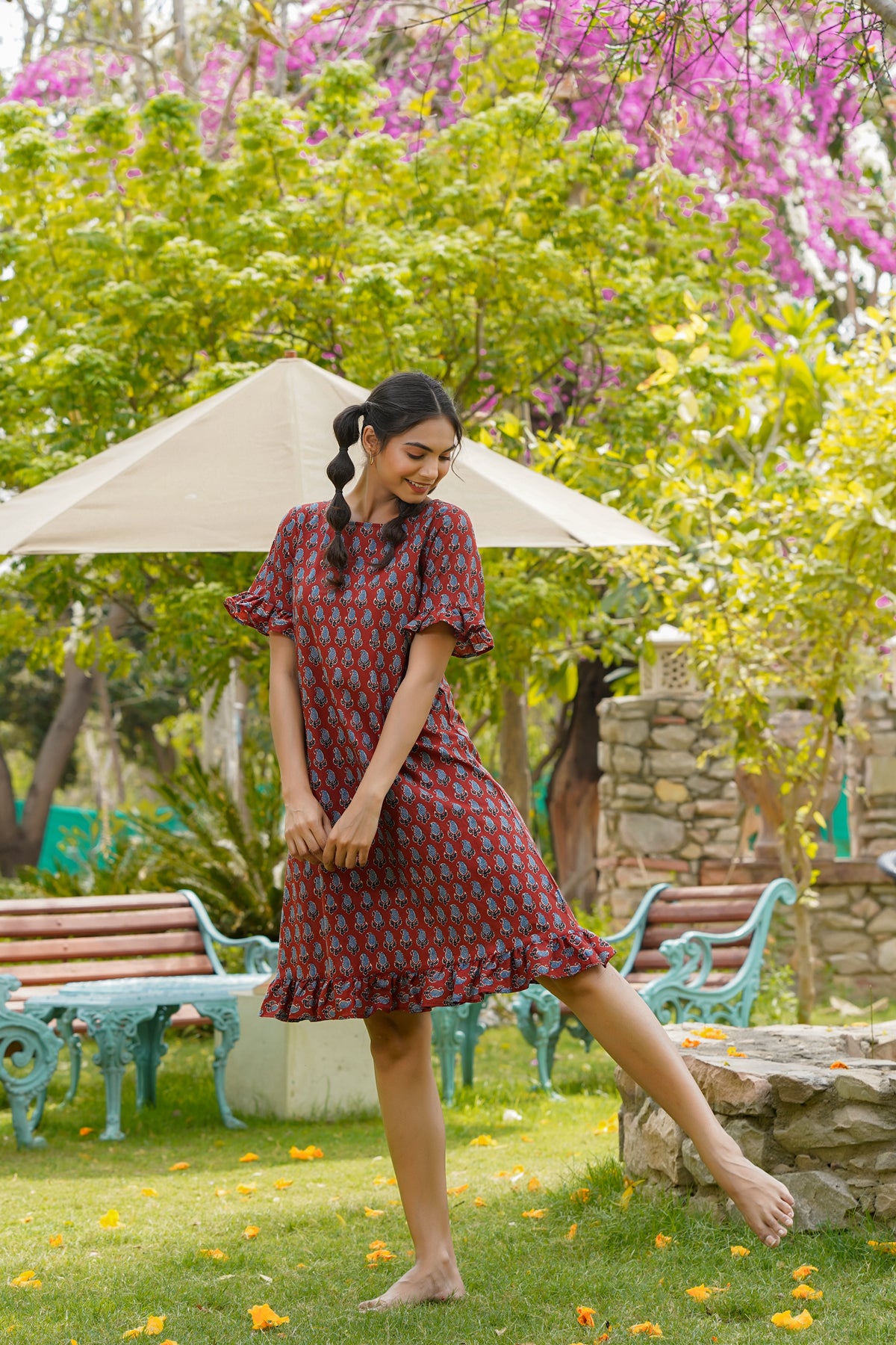 Paisley on Maroon T-shirt Dress