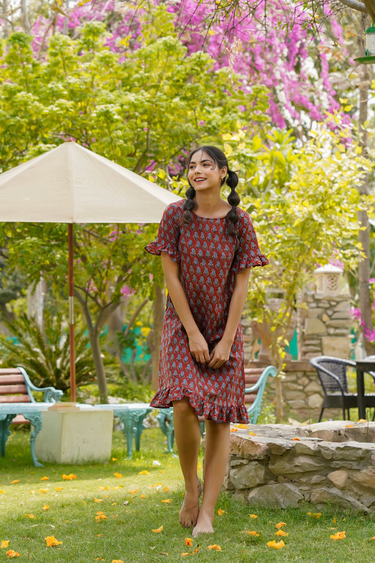 Paisley on Maroon T-shirt Dress