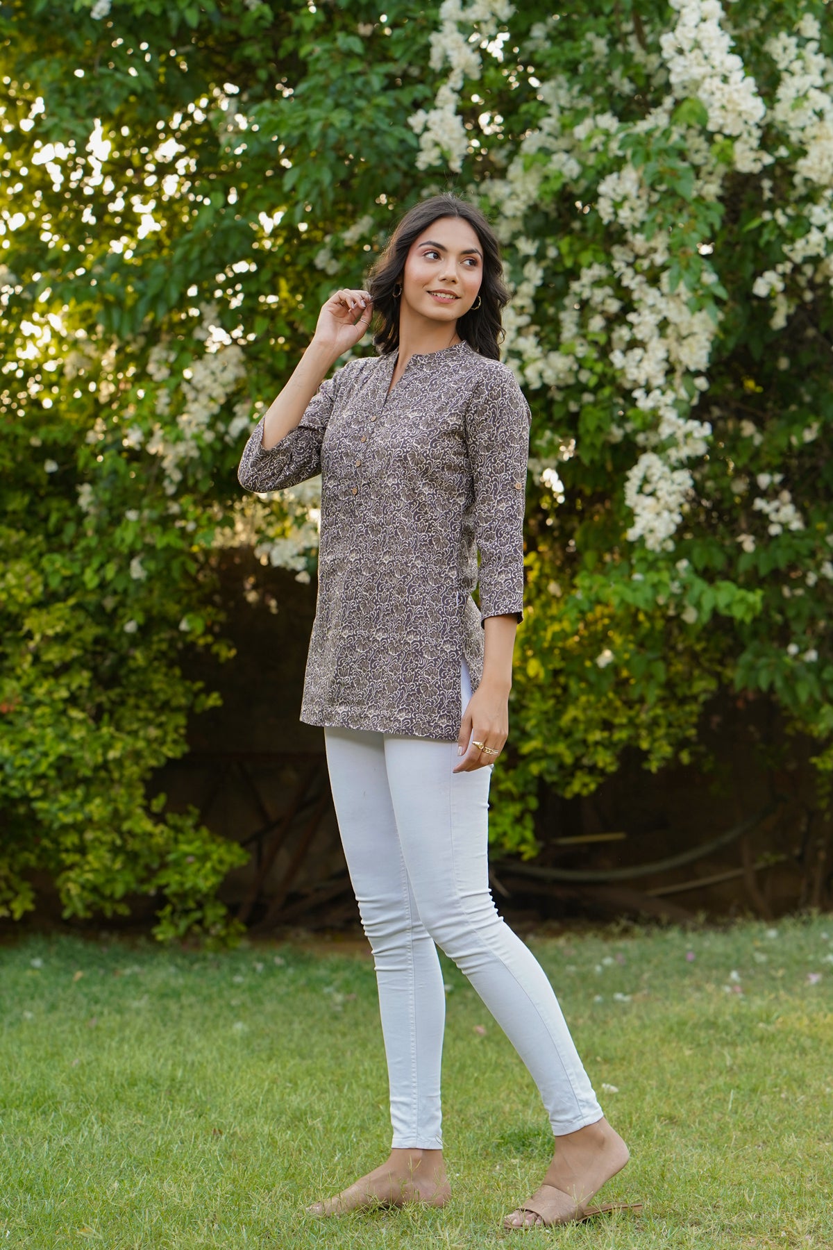 Daabu on Brown Short Kurti