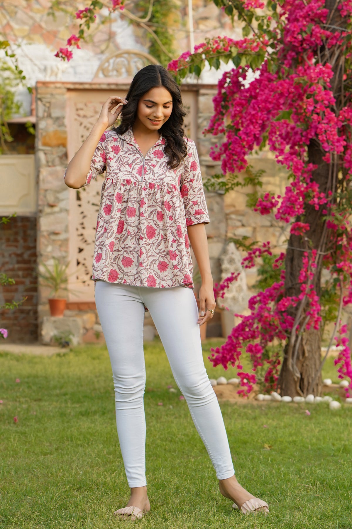 Jaal on Off-white Short Kurti