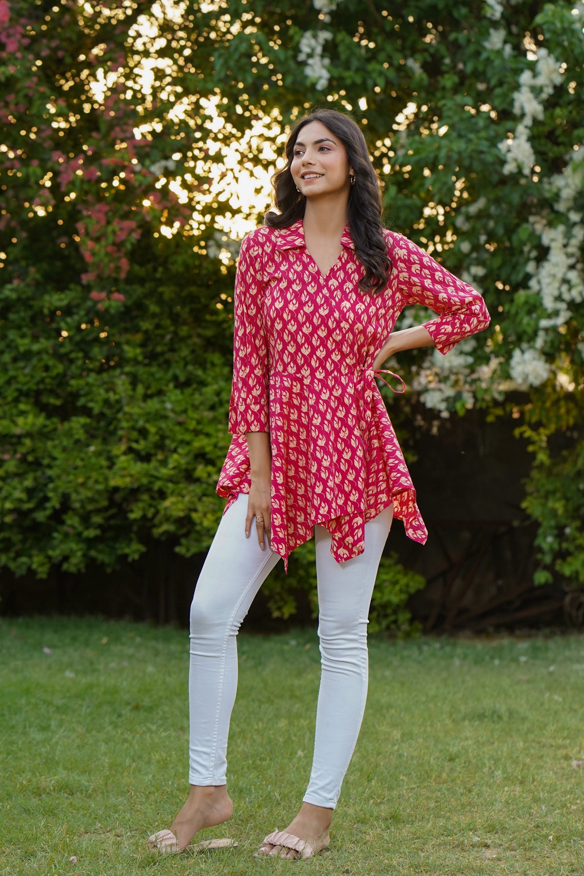 Flames on Pink Short Kurti