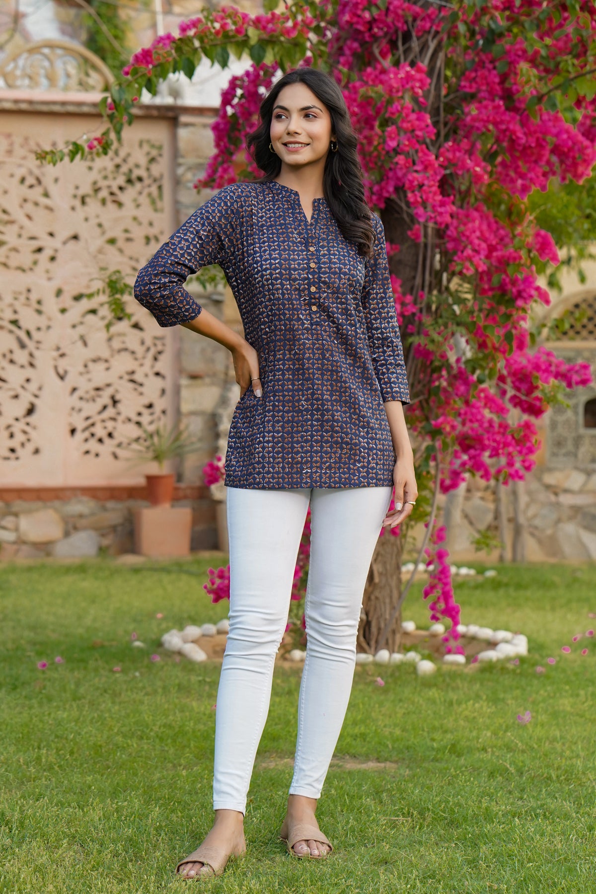 Cruciform on Blue Short Kurti