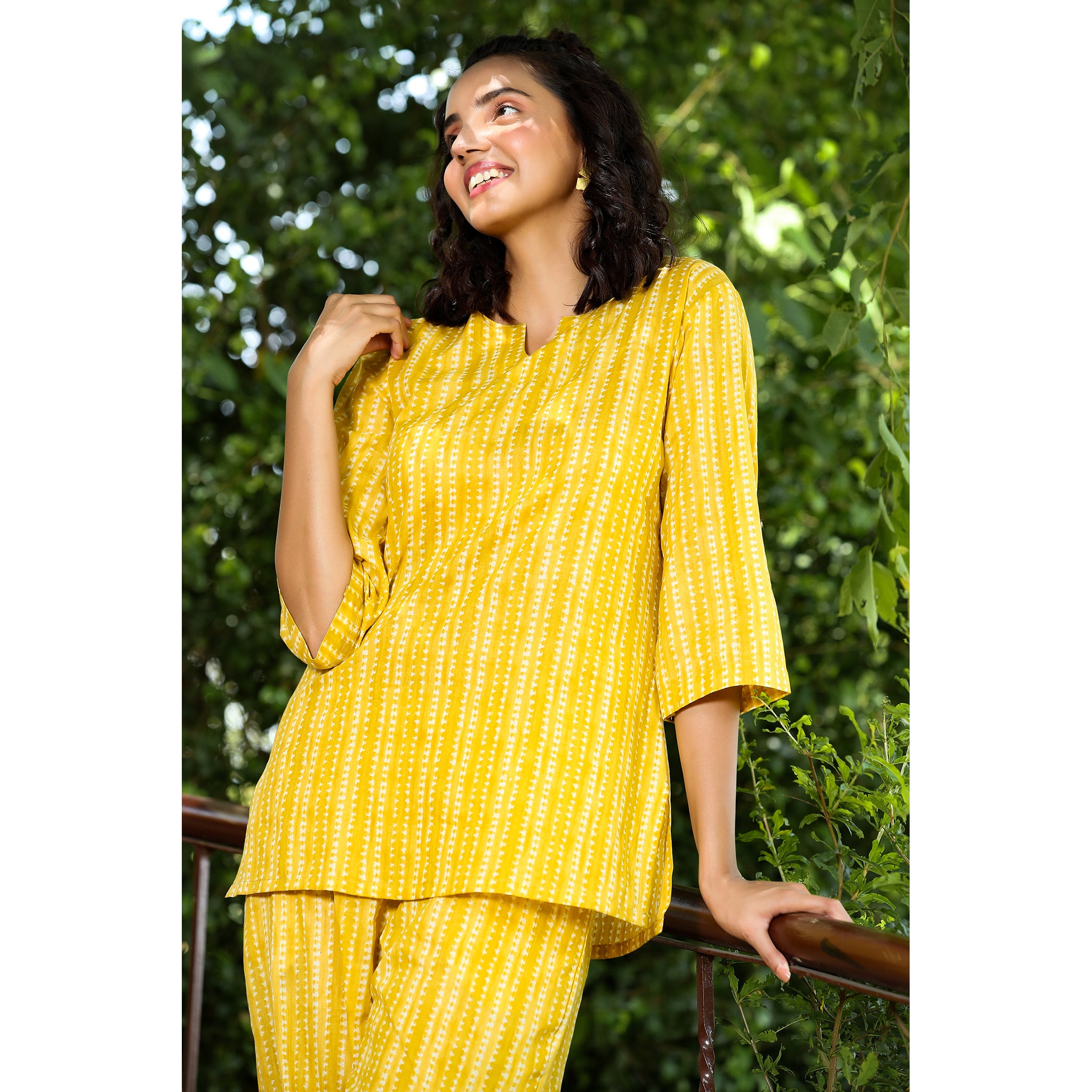 Shibori on Yellow Loungewear Top Set