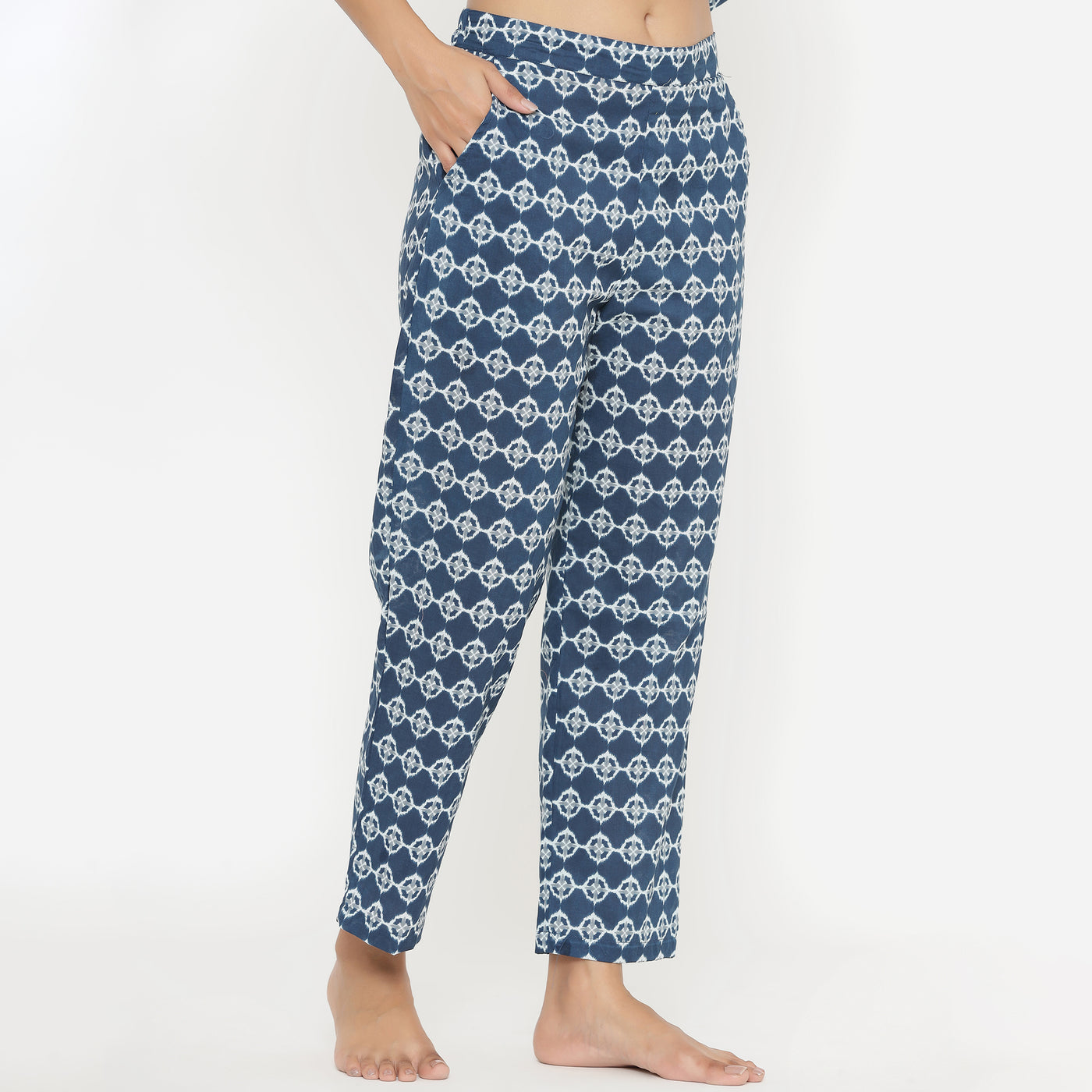 White Glitched Mandala on Blue Loungewear