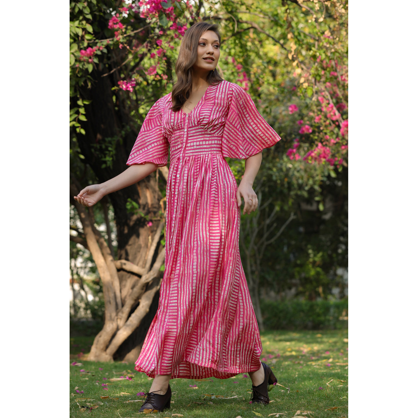 Cosmo Pink Silk Maxi Dress