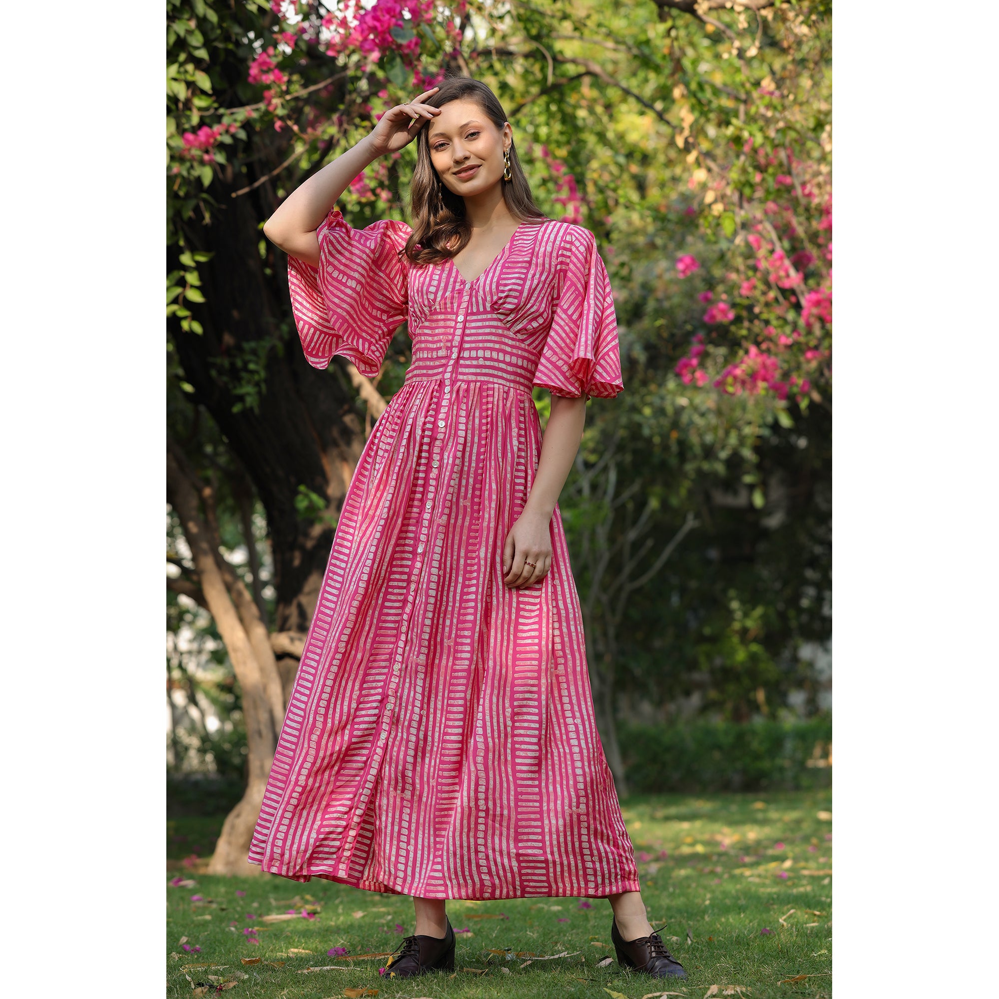 Cosmo Pink Silk Maxi Dress