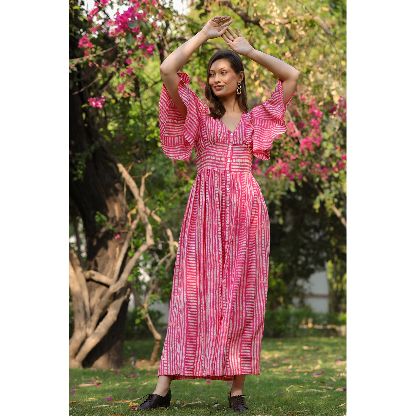 Cosmo Pink Silk Maxi Dress