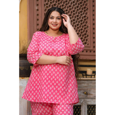 Gardenia on Pink Plus Size Loungewear Set
