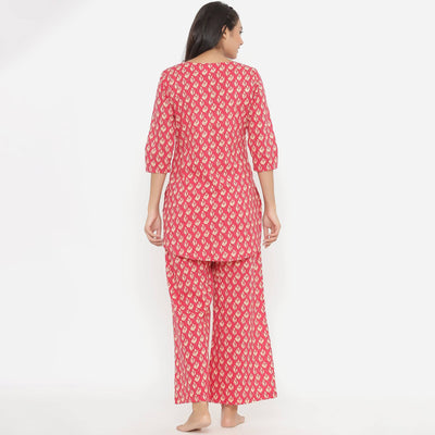 Flaming Leaves On Red Loungewear